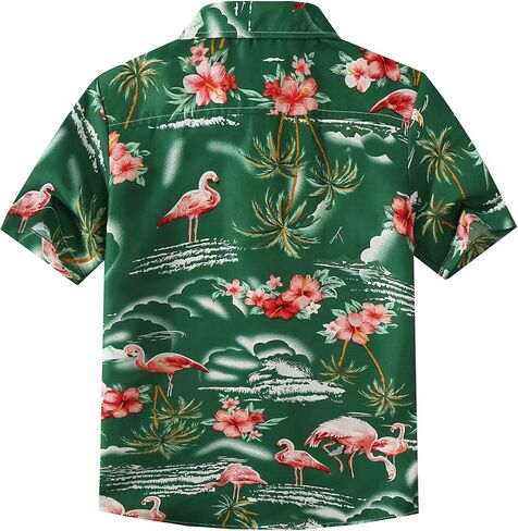 قميص SSLR Big Boys Hawaiian، قميص هاواي للأطفال، قميص Flamingos بأكمام قصيرة وقميص Luau للأطفال in Kuwait