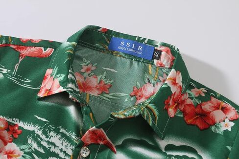 قميص SSLR Big Boys Hawaiian، قميص هاواي للأطفال، قميص Flamingos بأكمام قصيرة وقميص Luau للأطفال in Kuwait