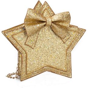 ZGMYC Little Girls Glitter Sequins Crossbody Purse Star-Shaped Bowknot Shoulder Bag Satchel (Gold) in Saudi Arabia