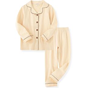 ACESTAR Kids Girls Boys Cotton Pajamas Set Long Sleeve Button Down Pjs Sleepwear Loungewear 2 Piece Set for Daily Size 3-12