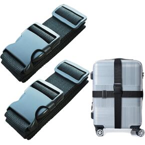 2 PCS Luggage Strap 78" x 2" Suitcase Belts Wide Adjustable Packing Straps Travel Accessories, Black in Saudi Arabia