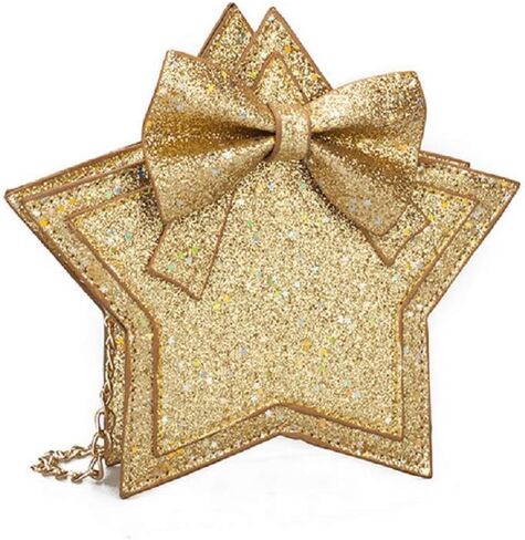 ZGMYC Little Girls Glitter Sequins Crossbody Purse Star-Shaped Bowknot Shoulder Bag Satchel (Gold) in Kuwait