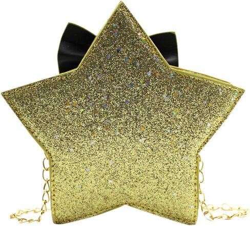 ZGMYC Little Girls Glitter Sequins Crossbody Purse Star-Shaped Bowknot Shoulder Bag Satchel (Gold) in Kuwait