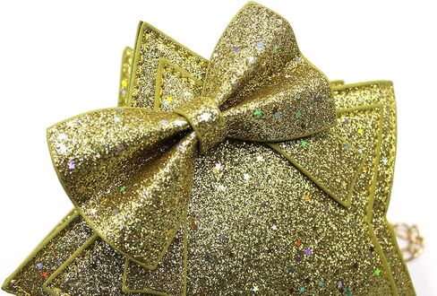 ZGMYC Little Girls Glitter Sequins Crossbody Purse Star-Shaped Bowknot Shoulder Bag Satchel (Gold) in Kuwait