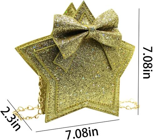 ZGMYC Little Girls Glitter Sequins Crossbody Purse Star-Shaped Bowknot Shoulder Bag Satchel (Gold) in Kuwait