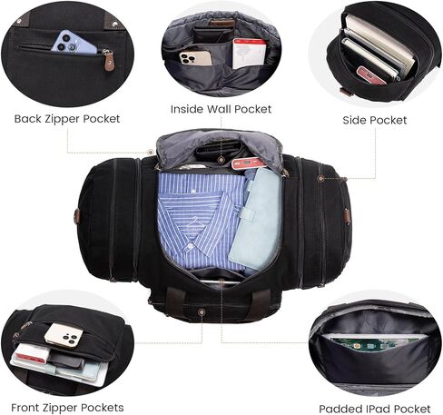 Sucipi Canvas Duffle Bag for Travel Overnight Carry on Bag with Shoe Compartment Weekender Duffel Bag with Toiletry Bag for Airplanes in Kuwait