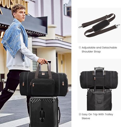 Sucipi Canvas Duffle Bag for Travel Overnight Carry on Bag with Shoe Compartment Weekender Duffel Bag with Toiletry Bag for Airplanes in Kuwait