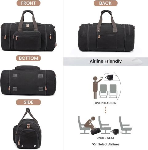 Sucipi Canvas Duffle Bag for Travel Overnight Carry on Bag with Shoe Compartment Weekender Duffel Bag with Toiletry Bag for Airplanes in Kuwait