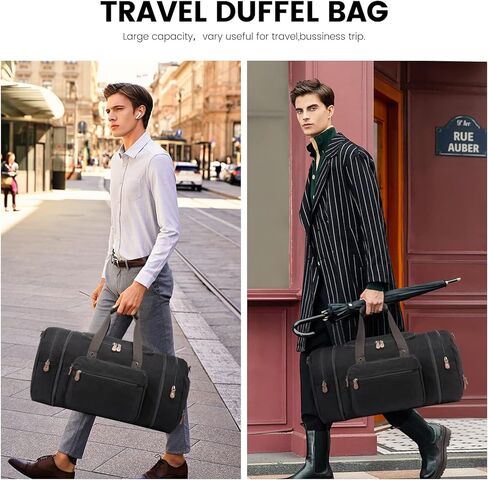Sucipi Canvas Duffle Bag for Travel Overnight Carry on Bag with Shoe Compartment Weekender Duffel Bag with Toiletry Bag for Airplanes in Kuwait