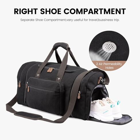 Sucipi Canvas Duffle Bag for Travel Overnight Carry on Bag with Shoe Compartment Weekender Duffel Bag with Toiletry Bag for Airplanes in Kuwait