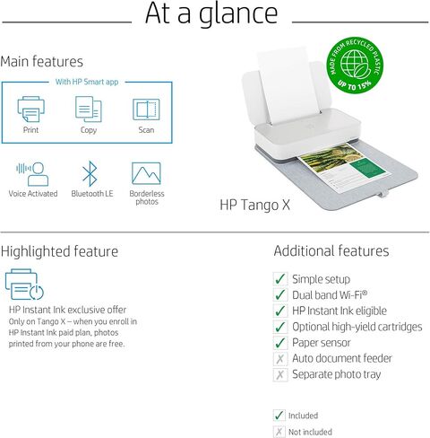 HP Tango X Smart Wireless Printer with Indigo Linen -cover – Mobile Remote Print, Scan, Copy, HP Instant Ink (3DP64A) in Kuwait
