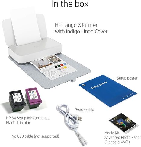 HP Tango X Smart Wireless Printer with Indigo Linen -cover – Mobile Remote Print, Scan, Copy, HP Instant Ink (3DP64A) in Kuwait
