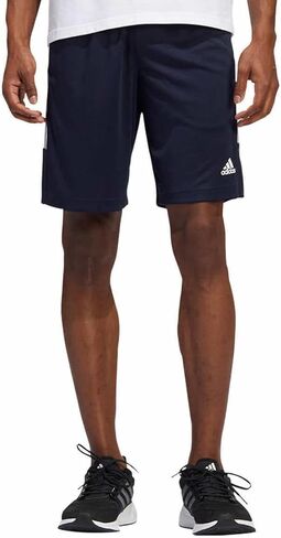 adidas Mens 3 Stripe Shorts with Zipper Pockets (Legend Ink/Legend Ink/White, X-Large) in Saudi Arabia