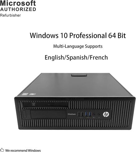 كمبيوتر مكتبي HP Elite ذو الشكل الصغير، Intel Quad Core i5-4570 حتى 3.6 جيجا هرتز، 16 جيجا رام، 240 جيجا SSD، USB WiFi، دعم 4K، DP، VGA، Windows 10 Pro 64 لغة تدعم اللغة الإنجليزية/الإسبانية/الفرنسية (متجدد) in Saudi Arabia