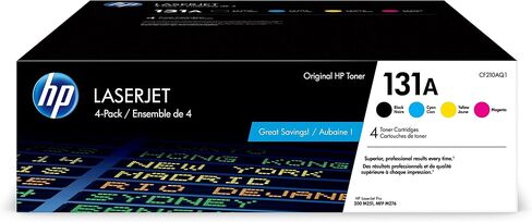 Original HP 131A Black, Cyan, Magenta, Yellow Toner Cartridges (4-pack) | Works with HP LaserJet Pro 200 color M251 Series, HP LaserJet Pro 200 color MFP M276 Series | CF210AQ1 in Saudi Arabia