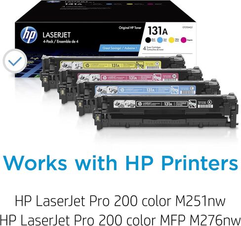 Original HP 131A Black, Cyan, Magenta, Yellow Toner Cartridges (4-pack) | Works with HP LaserJet Pro 200 color M251 Series, HP LaserJet Pro 200 color MFP M276 Series | CF210AQ1 in Saudi Arabia