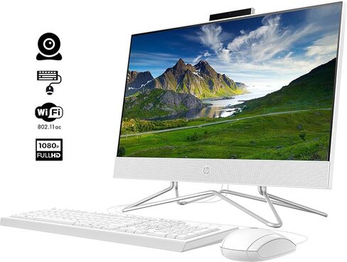 2022 Newest HP All-in-One Desktop, 21.5" FHD Display, Intel Celeron J4025 Processor, 16GB RAM, 512GB PCIe SSD, Webcam, HDMI, RJ-45, Wired Keyboard&Mouse, WiFi, Windows 11 Home, White in Saudi Arabia