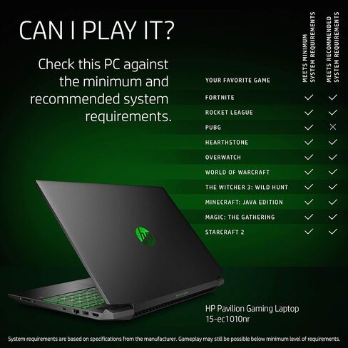 HP Pavilion Gaming 15 Laptop, NVIDIA GeForce GTX 1650, AMD Ryzen 5 4600H, 8GB DDR4 RAM, 512 GB PCIe NVMe SSD, 15.6" Full HD, Windows 10 Home, Backlit Keyboard (15-ec1010nr, 2020 Model) in Saudi Arabia