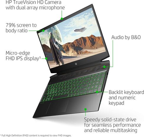 HP Pavilion Gaming 15 Laptop, NVIDIA GeForce GTX 1650, AMD Ryzen 5 4600H, 8GB DDR4 RAM, 512 GB PCIe NVMe SSD, 15.6" Full HD, Windows 10 Home, Backlit Keyboard (15-ec1010nr, 2020 Model) in Saudi Arabia