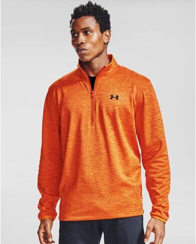 Under Armour Men's Armour Fleece 1/2 Zip T-Shirt , Vibe Orange (850)/Black , Small in Saudi Arabia