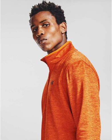 Under Armour Men's Armour Fleece 1/2 Zip T-Shirt , Vibe Orange (850)/Black , Small in Saudi Arabia
