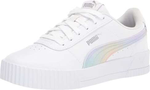 PUMA Carina Leather Prismatic Sneaker White Silver, 11.5 US Unisex Little Kid in Saudi Arabia