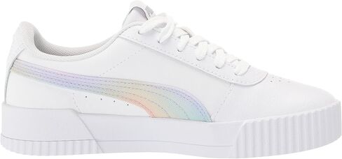 PUMA Carina Leather Prismatic Sneaker White Silver, 11.5 US Unisex Little Kid in Saudi Arabia
