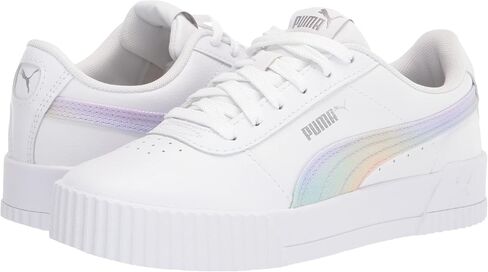 PUMA Carina Leather Prismatic Sneaker White Silver, 11.5 US Unisex Little Kid in Saudi Arabia