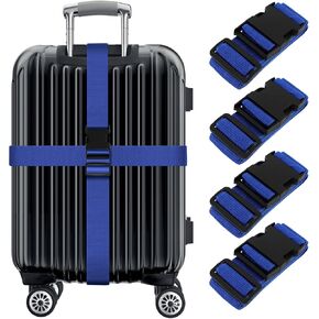 4 Pieces Luggage Straps, Heavy Duty with Quick-Release Buckle Suitcase Safe Belt with Name Card, Adjustable Suilcase Straps, Black in Kuwait