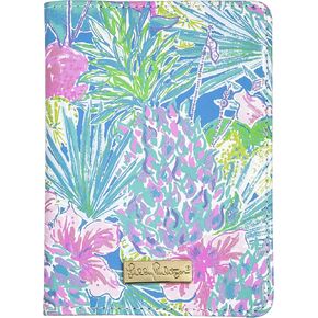 Lilly Pulitzer Vegan Leather Passport Holder, Cute Passport Cover, Travel Wallet with Credit Card Slots, Lil Earned Stripes