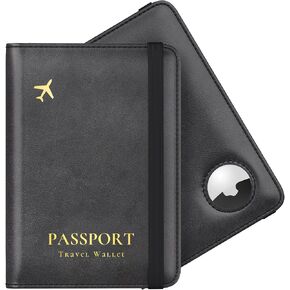 حامل جواز سفر Stouchi AirTag، حامل جواز سفر لطيف مع فتحة Airtag، غطاء محفظة جواز سفر RFID للنساء، حافظة حماية لجواز السفر من الجلد العائلي، أساسيات السفر المضادة للفقدان، أزرق سماوي in Kuwait
