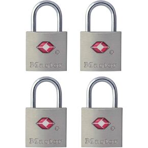 Master Lock TSA-Accepted Luggage Lock, 7/8 in. Wide, 4683Q (Pack of 4) Keyed Padlock, 4 Pack, Brass