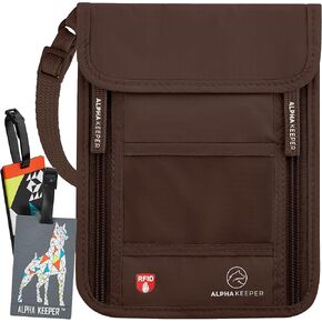 Travel Neck Wallet with RFID Blocking passport holderl for Men/Women - Super slim Travel Pouch to Protect Your Important Papers and Cash, Soft Innovative