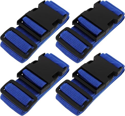 4 Pieces Luggage Straps, Heavy Duty with Quick-Release Buckle Suitcase Safe Belt with Name Card, Adjustable Suilcase Straps, Black in Kuwait