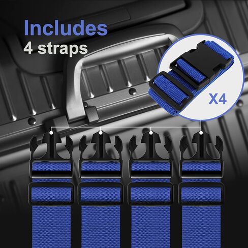 4 Pieces Luggage Straps, Heavy Duty with Quick-Release Buckle Suitcase Safe Belt with Name Card, Adjustable Suilcase Straps, Black in Kuwait