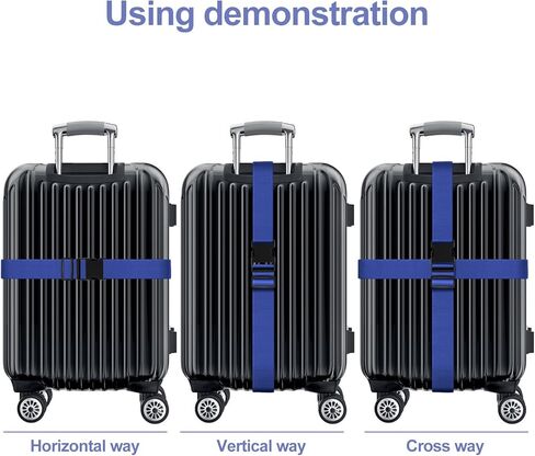 4 Pieces Luggage Straps, Heavy Duty with Quick-Release Buckle Suitcase Safe Belt with Name Card, Adjustable Suilcase Straps, Black in Kuwait