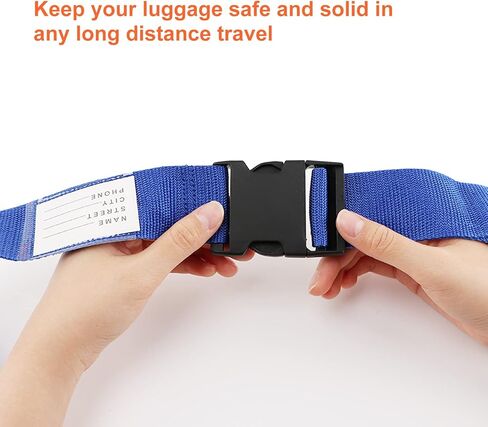4 Pieces Luggage Straps, Heavy Duty with Quick-Release Buckle Suitcase Safe Belt with Name Card, Adjustable Suilcase Straps, Black in Kuwait
