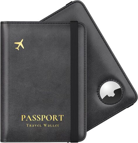 حامل جواز سفر Stouchi AirTag، حامل جواز سفر لطيف مع فتحة Airtag، غطاء محفظة جواز سفر RFID للنساء، حافظة حماية لجواز السفر من الجلد العائلي، أساسيات السفر المضادة للفقدان، أزرق سماوي in Kuwait
