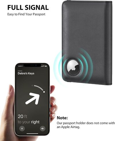 Stouchi AirTag Passport Holder, Slim Passport Holder Family with Airtag Slot, RFID Passport Wallet Cover for Men, PU Leather Passport Case, Anti-Lost Travel Accessories, Black in Kuwait