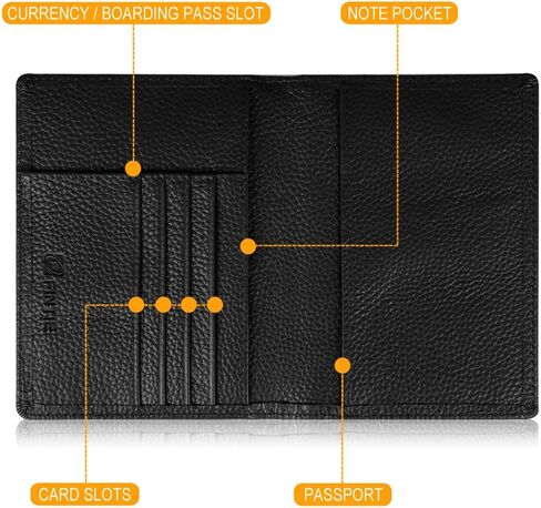 حامل جواز سفر Fintie، محفظة سفر نحيفة تعمل بتقنية RFID وغطاء حماية لغطاء جواز السفر وأساسيات السفر مع فتحات لبطاقة الائتمان للنساء والرجال (بني فحمي من الدنيم) in Saudi Arabia