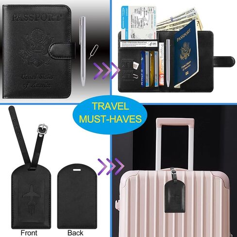محفظة غطاء حامل جواز السفر RFID حافظة جلدية للبطاقات إكسسوارات السفر للنساء والرجال (وردي) in Kuwait