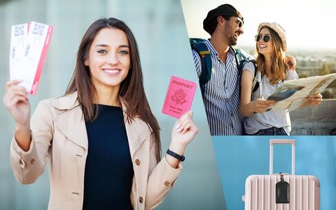 محفظة غطاء حامل جواز السفر RFID حافظة جلدية للبطاقات إكسسوارات السفر للنساء والرجال (وردي) in Kuwait