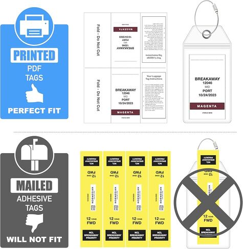 NCL Luggage Tag Holders by Cruise On [4 Pack] Fits Printed (Not Mailed) Norwegian Cruise Line Ships & Tags for Cruises in 2023 & 2024 in Saudi Arabia