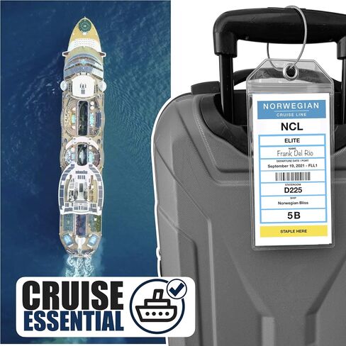 NCL Luggage Tag Holders by Cruise On [4 Pack] Fits Printed (Not Mailed) Norwegian Cruise Line Ships & Tags for Cruises in 2023 & 2024 in Saudi Arabia