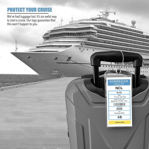 NCL Luggage Tag Holders by Cruise On [4 Pack] Fits Printed (Not Mailed) Norwegian Cruise Line Ships & Tags for Cruises in 2023 & 2024 in Saudi Arabia