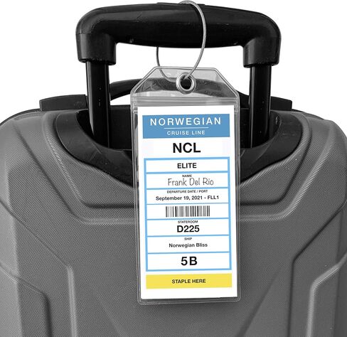NCL Luggage Tag Holders by Cruise On [4 Pack] Fits Printed (Not Mailed) Norwegian Cruise Line Ships & Tags for Cruises in 2023 & 2024 in Saudi Arabia