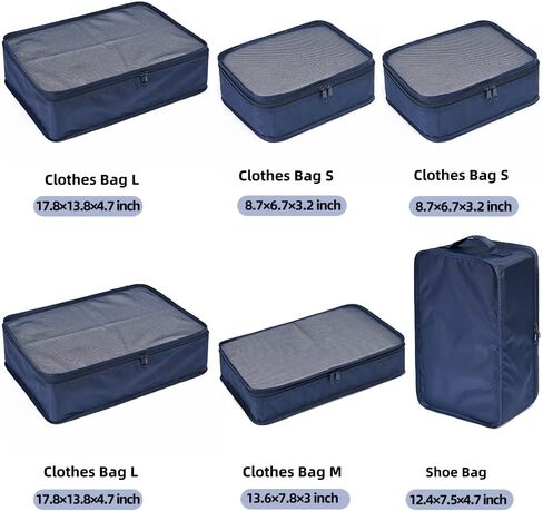 JJ POWER Travel Packing Cubes, Luggage Organizers with Shoe Bag in Kuwait