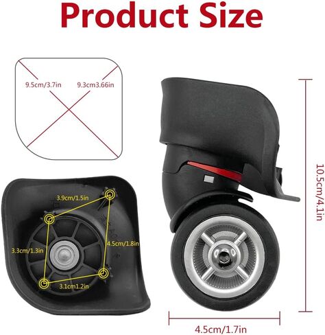 Watris Veiyi 2PCS Left and Right Suitcase Wheels Replacement, Luggage Wheels Replacement, Luggage Wheel Spare Part for Luggage Suitcase Trolley (4.1 x 1.7in) in Saudi Arabia