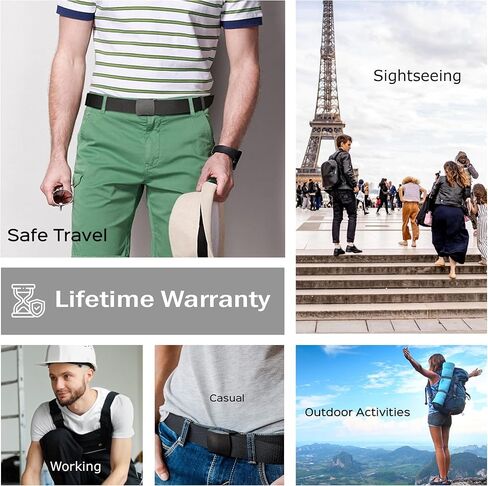 حزام نقود السفر من RoomierLife - حقيبة سفر رفيعة لحامل جواز السفر تحجب تقنية RFID لحماية النقود النقدية وبطاقات الائتمان ووثائق السفر؛ الجمارك، مناسب للسفر للرجال والنساء (أسود أونيكس) in Saudi Arabia