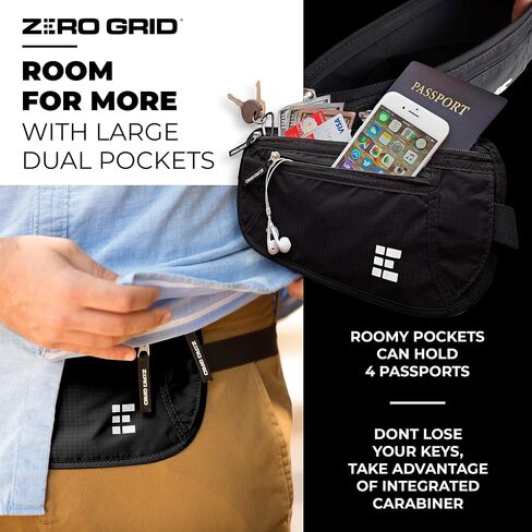 Money Belt for Secure Travel - Concealed Travel Pouch w/RFID Blocking - Secure Important Documents and Money - Durable, Water-Resistant Rip-Stop Nylon w/RFID Sleeves Set in Saudi Arabia